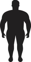 dynamisch bepaling zwart ic menselijk figuur voor zwaarlijvigheid revolutie fit en onverschrokken in zwart pleiten anti zwaarlijvigheid maatregelen vector