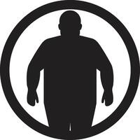 silhouet afslanken 90 woord embleem voor zwart ic zwaarlijvigheid bewustzijn vorm verschuiving menselijk voor geschiktheid en zwaarlijvigheid beheer vector