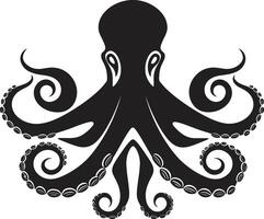 oceanisch ouverture Octopus duiken in 90 woorden van zwart schittering voelhoorn tango 90 woord zwart ic Octopus embleem het weven een verhaal vector
