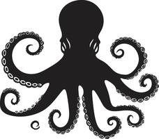 inktachtig impressies zwart ic Octopus met 90 woorden van schittering oceanisch weelde 90 woord zwart ic Octopus embleem voor extravagant vector