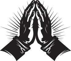 eerbiedig bereiken bidden handen zwart in 80 woorden symbolisch kalmte bidden handen zwart resoneert vector