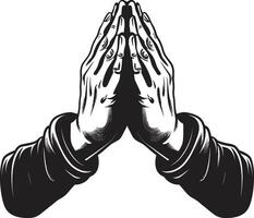 handen van hoop bidden handen zwart in schoonheid soulvol silhouetten monochroom bidden handen in 80 woorden vector
