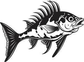 afgrond anatomie ic zwart roofdier vis skelet wervelkolom chillen schaduwen roofdier vis skelet in zwart vector