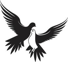 harmonie in vlucht duif paar- embleem paar- van vrede van een duif paar- vector