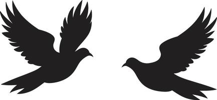 Vleugels van kalmte van een duif paar- vlucht van liefde duif paar- embleem vector
