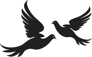 eindeloos omhelzing duif paar- element vredig partners embleem van een duif paar- vector