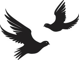 gevleugeld eenheid duif paar- liefdes vlucht pad van een duif paar- vector