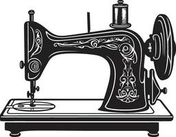 noir handwerk ic zwart naaien machine embleem chique stiksels elegant voor zwart naaien machine vector