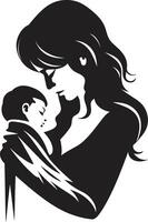 moederlijk gelukzaligheid van moeder Holding baby inschrijving omhelzing emblematisch element van moeder en baby vector