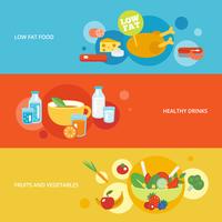 Gezond eten platte banner set vector