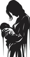 blij bonding emblematisch element voor moeder en baby eeuwig tederheid van moeder Holding kind vector
