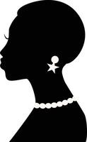 zwart geschiedenis maand vrouwen silhouet. geïsoleerd zwart silhouet met accessoires vector