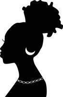 zwart geschiedenis maand vrouwen silhouet. geïsoleerd zwart silhouet met accessoires vector