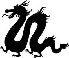 zwart silhouet van Chinese draak. symbool van Chinese nieuw jaar 2024 vector