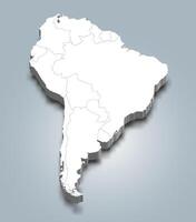 zuiden Amerika 3d kaart met landen borders vector