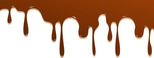 realistisch druipend bruin chocola illustratie geïsoleerd in wit achtergrond. wereld chocola dag viering. vector