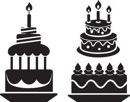 verjaardag taart icoon reeks geïsoleerd Aan wit achtergrond. illustratie. vector