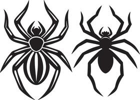 zwart en wit spinnen geïsoleerd Aan een wit achtergrond. illustratie. vector