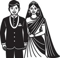 bruid en bruidegom.indisch bruiloft. illustratie vector