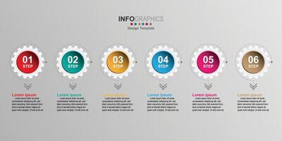 creatief infographic ontwerp sjabloon, 6 concept uitrusting tekst dozen met pictogrammen. vector