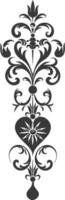 silhouet verticaal lijn verdeler met haard vorm barok ornament zwart kleur enkel en alleen vector