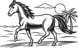 paard - zwart en wit illustratie vector