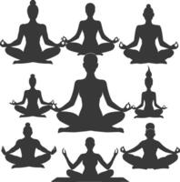 silhouet yoga ondernemingen zwart kleur enkel en alleen vector