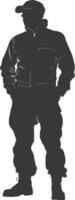 silhouet Mens arbeiders vervelend jumpsuit zwart kleur enkel en alleen vector