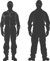 silhouet Mens arbeiders vervelend jumpsuit zwart kleur enkel en alleen vector