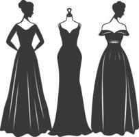 silhouet Dames jurken zwart kleur enkel en alleen vector