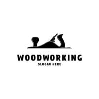 vlak hout timmerwerk gereedschap houtwerk logo ontwerp concept idee vector