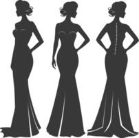 silhouet Dames jurken zwart kleur enkel en alleen vector