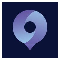 GPS icoon logo, kaart icoon, periscoop icoon, kaart wijzer icoon. kaart wijzer icoon illustratie. kleuren hera blauw , licht indigo. vector