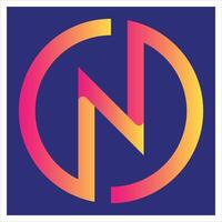 n brief logo. n brief naam. n brief icoon. Nee parkeren teken Aan kleuren rood, Purper, roze, infra rood, en Python geel in migol blauw achtergrond. Speel icoon Aan een knop. pijl teken icoon. vector