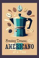 retro americano koffie poster vector