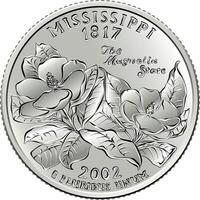 Amerikaans geld kwartaal 25 cent munt Mississippi vector