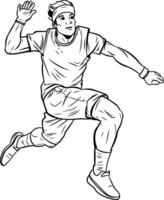 Mens in sportkleding rennen. schetsen voor uw ontwerp. illustratie vector