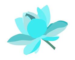 abstract blauw lotus hoofd in vlak ontwerp. bloeiend bloem met bloemblaadjes. illustratie geïsoleerd. vector