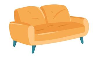 knus sofa in vlak ontwerp. comfortabel bankstel voor appartement of kantoor interieur. illustratie geïsoleerd. vector