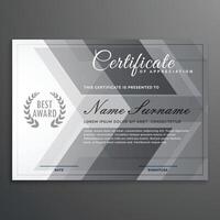 elegant grijs certificaat ontwerp diploma sjabloon vector