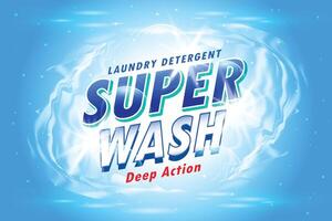 wasserij wasmiddel verpakking concept voor super schoon wassen vector