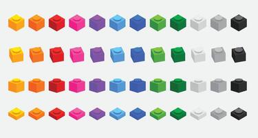 reeks van 3d gebouw blokken bakstenen in veel kleuren vector