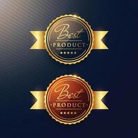 het beste Product luxe gouden etiket reeks van twee badges vector