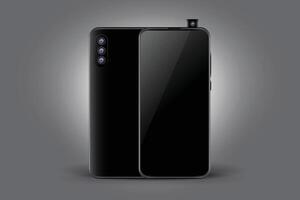 verdrievoudigen camera zwart smartphone concept mockup ontwerp vector