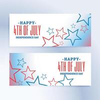gelukkig 4e van juli onafhankelijkheid dag banners en kopteksten vector