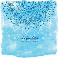 blauw waterverf achtergrond met mandala kunst vector