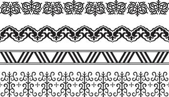 reeks van naadloos monochroom yakut grenzen. Aziatisch kaders voor decoratie en keramiek, laser en plotter snijden. nationaal ornamenten van de volkeren van de noorden. vector