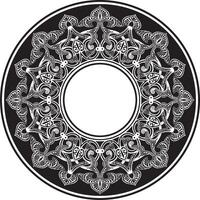 monochroom ronde oosters ornament. Arabisch gevormde cirkel van iran, Irak, kalkoen, Syrië. Perzisch kader, grens. voor zandstralen, laser en plotter snijdend vector
