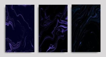 abstracte donkerblauwe vloeibare marmeren achtergrond instellen vector