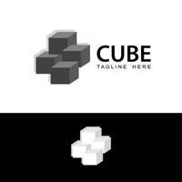 block chain, technologie, crypto valuta illustratie, kubus logo sjabloon ontwerp vector